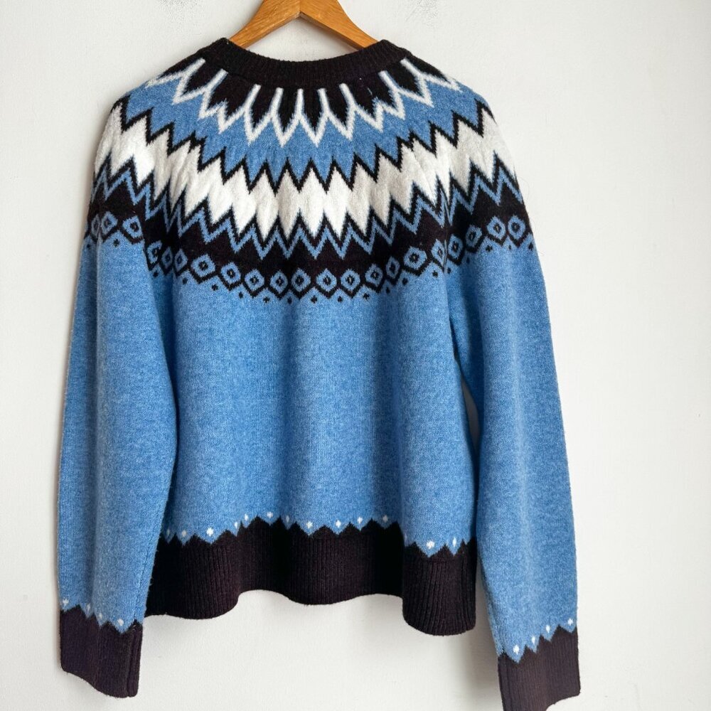Joie Blue Fair Isle Cardigan Sweater XL - Picture 6 of 6